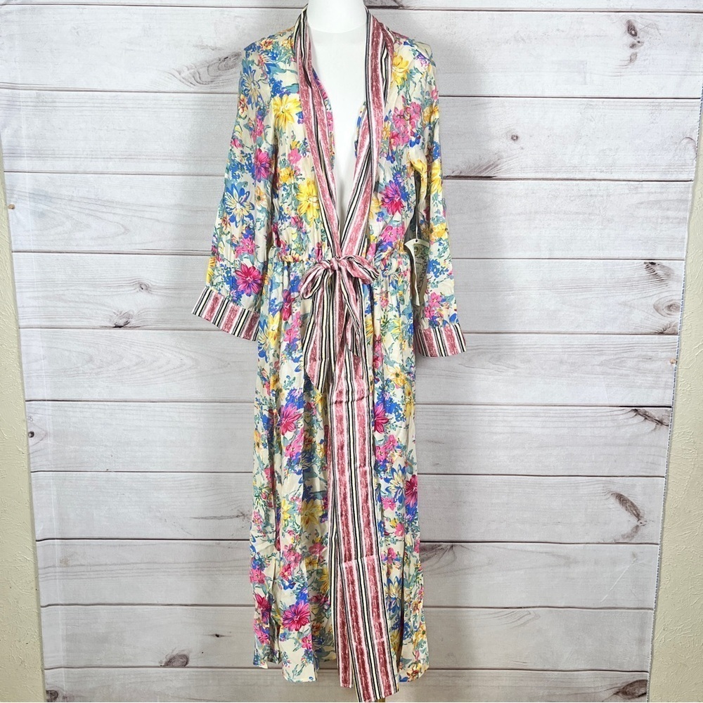 Aratta Silent Journey I Will Meet You at Maxi Nonclosure Duster Floral Sz XL